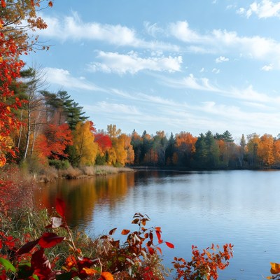 Autumn Lake with Colorful Fall Foliage