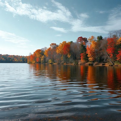 Autumn Trees Reflecting in Lake