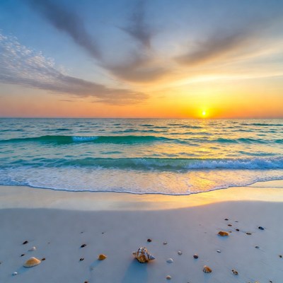 Sunset Beach with Seashells