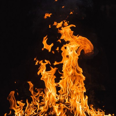Burning Flames on Black Background