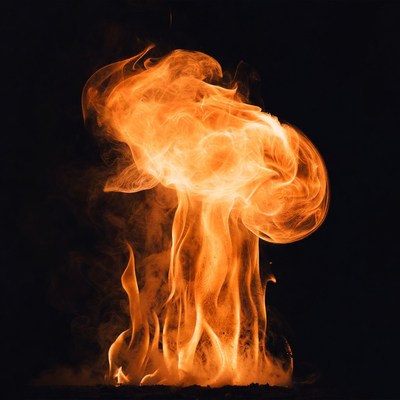 Fiery explosion on black background