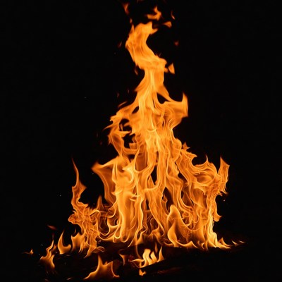 Burning Flames on Black Background