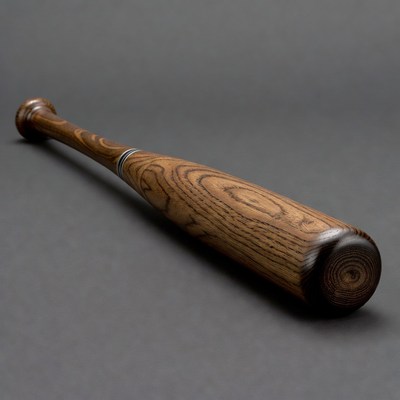 Wooden baseball bat on gray background