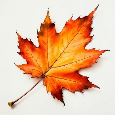 Vibrant orange maple leaf