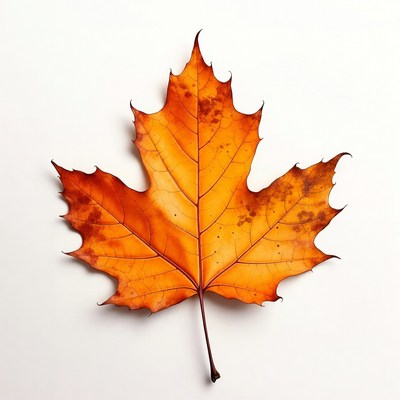 Autumn Maple Leaf on White