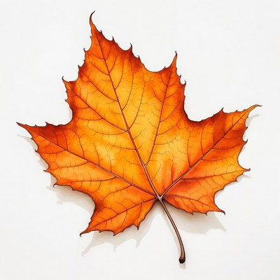 Orange Maple Leaf Isolated