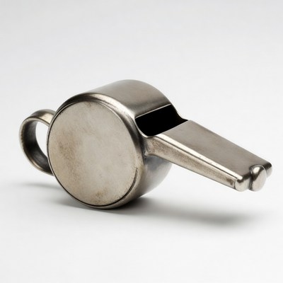 Silver metal whistle isolated