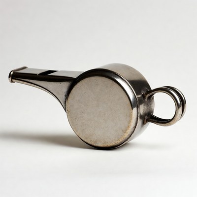 Silver metal whistle isolated