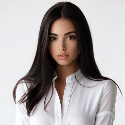 Beautiful woman with long dark hair