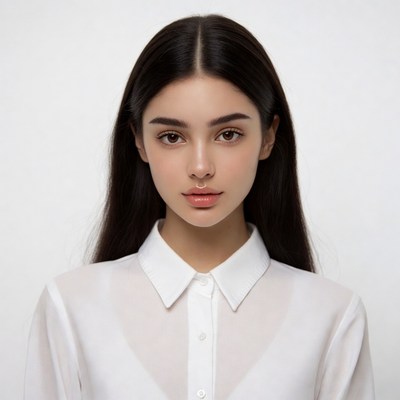 Beautiful woman with long dark hair