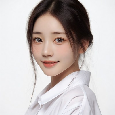 Asian woman smiling in white shirt