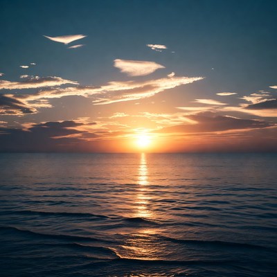 Sunset over calm ocean water