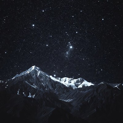 Snowy Mountain Under Starry Sky