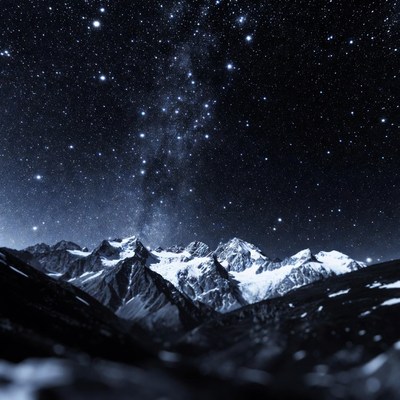 Milky Way over Snowy Mountains