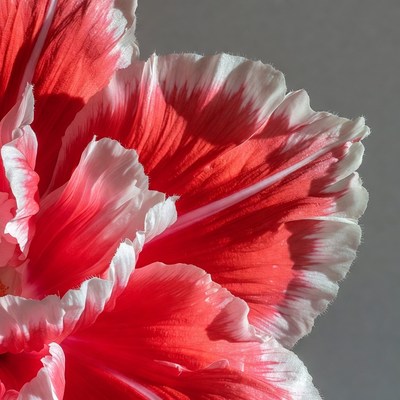 Red and White Hibiscus Flower Closeup