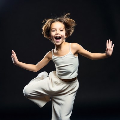 Girl jumping with arms outstretched