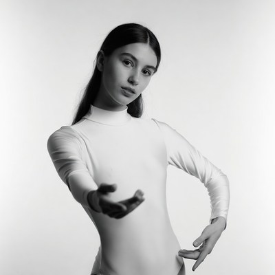 Ballerina posing in white leotard