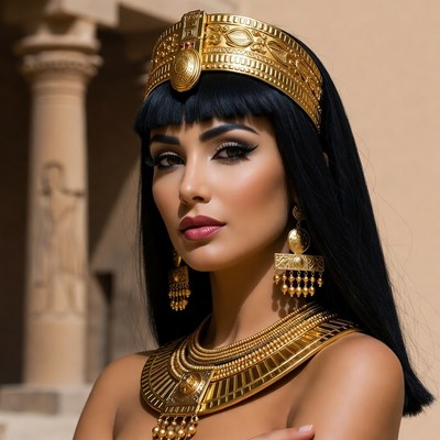 Cleopatra woman in golden headdress