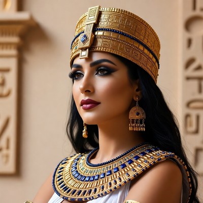 Beautiful Egyptian woman in gold headdress