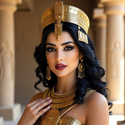 Egyptian woman in gold jewelry