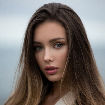 Beautiful woman with long brown hair