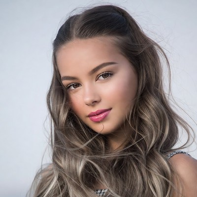 Young woman with wavy brown hair