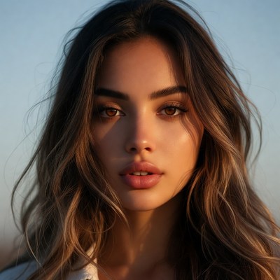 Beautiful woman with long brown hair