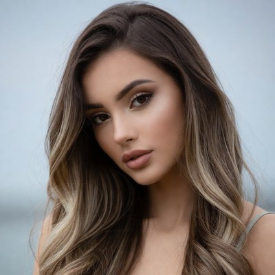 Beautiful woman with wavy brown hair