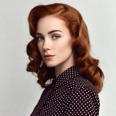 Woman with red vintage curls