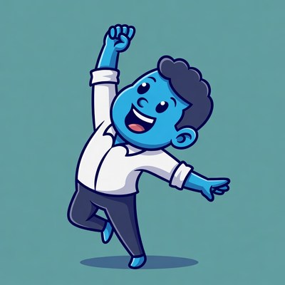 Cartoon man dancing happily
