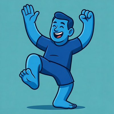 Cartoon man dancing happily