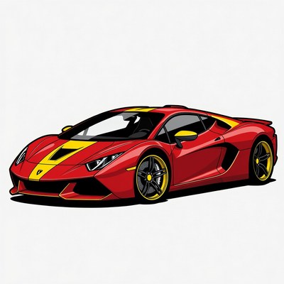 Red Lamborghini Aventador with Yellow Accents