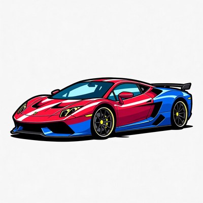 Red Lamborghini Aventador with Blue Accents