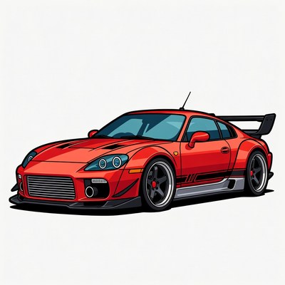 Red Supra Sports Car Illustration