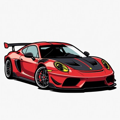 Red Porsche 718 Cayman GT4 RS illustration