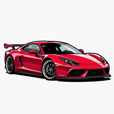 Red Porsche Sports Car Illustration