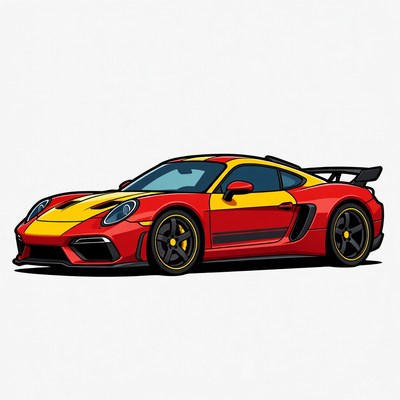 Red Porsche 718 Cayman GT4 Illustration