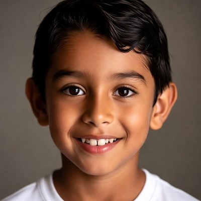 Smiling South Asian boy portrait