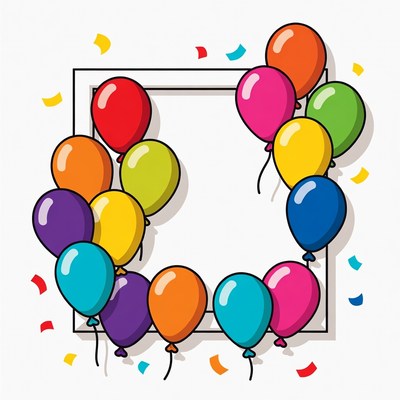 Colorful Balloons Around Blank Frame