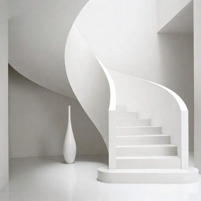 White Spiral Staircase with Vase