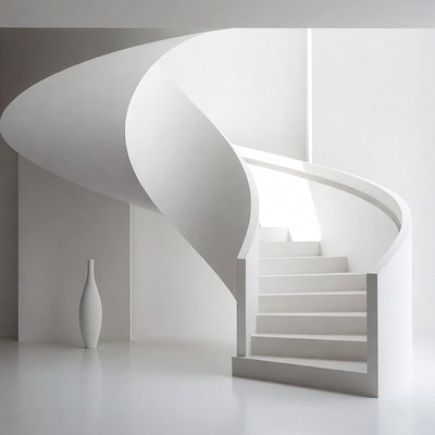 White Spiral Staircase with Vase