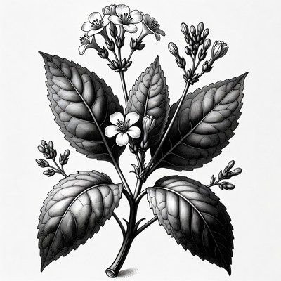 Black and White Jasmine Plant Illustration