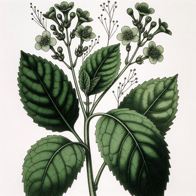 Green flowering plant illustration