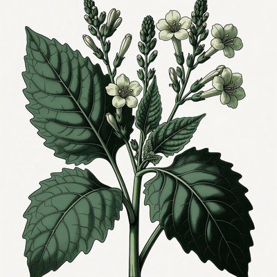 White-flowered green plant illustration
