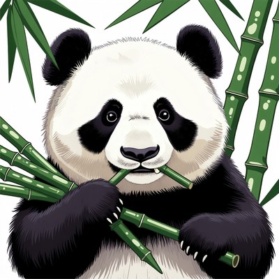 Cute panda eating bamboo