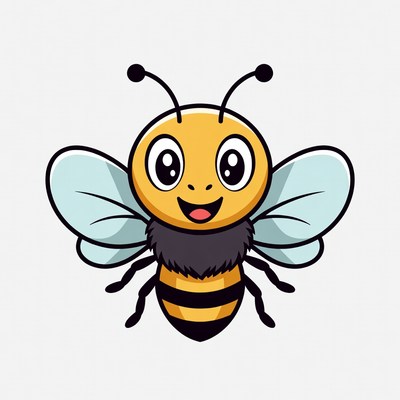 Cute cartoon bee smiling