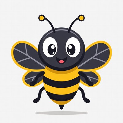 Cute cartoon bumblebee flying