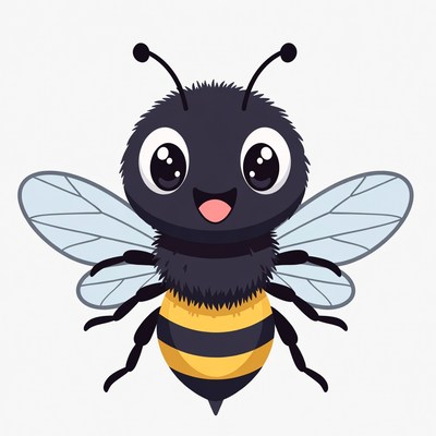 Cute cartoon bee smiling