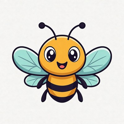 Cute cartoon bee smiling