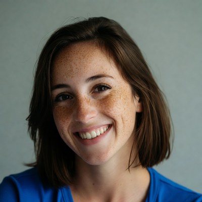 Smiling woman with freckles